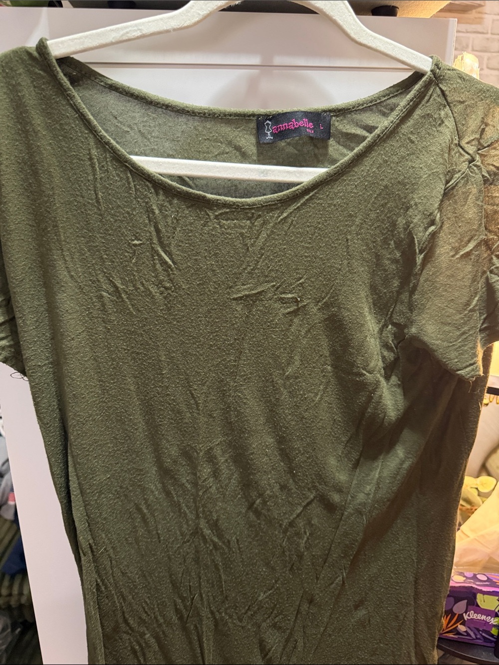 Annabelle Olive Scoop Neck Short Sleeve Tee